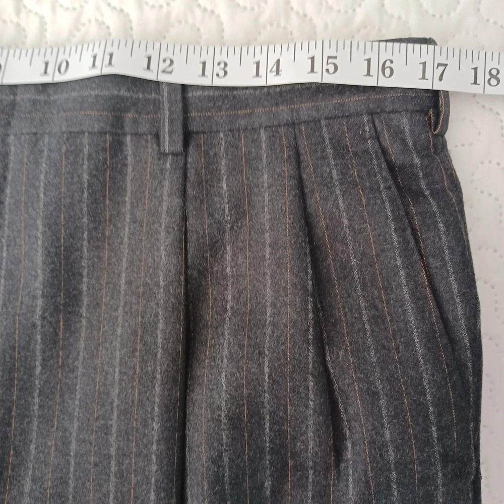 Hickey Freeman Madison Suit Mens 44L Charcoal Grey Pinstripe Worsted Wool‎ 3-Btn